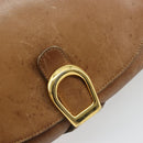 GUCCI Web Sherry Line Shoulder Bag Leather Brown Gold Auth 185117-14