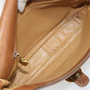 GUCCI Web Sherry Line Shoulder Bag Leather Brown Gold Auth 185117-18