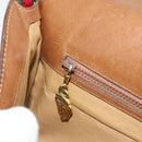 GUCCI Web Sherry Line Shoulder Bag Leather Brown Gold Auth 185117-22