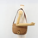 GUCCI Web Sherry Line Shoulder Bag Leather Brown Gold Auth 185117-24