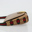 GUCCI Web Sherry Line Shoulder Bag Leather Brown Gold Auth 185117-5