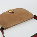 GUCCI Web Sherry Line Shoulder Bag Leather Brown Gold Auth 185117-6