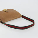 GUCCI Web Sherry Line Shoulder Bag Leather Brown Gold Auth 185117-7