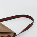 GUCCI Web Sherry Line Shoulder Bag Leather Brown Gold Auth 185117-8