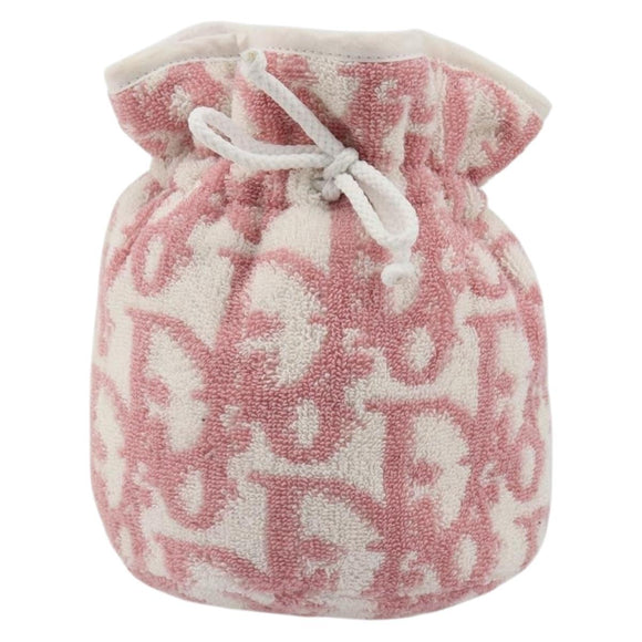 Christian Dior Trotter Canvas Pouch Pile Pink Auth 185119