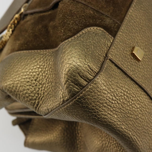 CARTIER Ladonia Chain Tote Bag Suede Gold Auth 185121A
