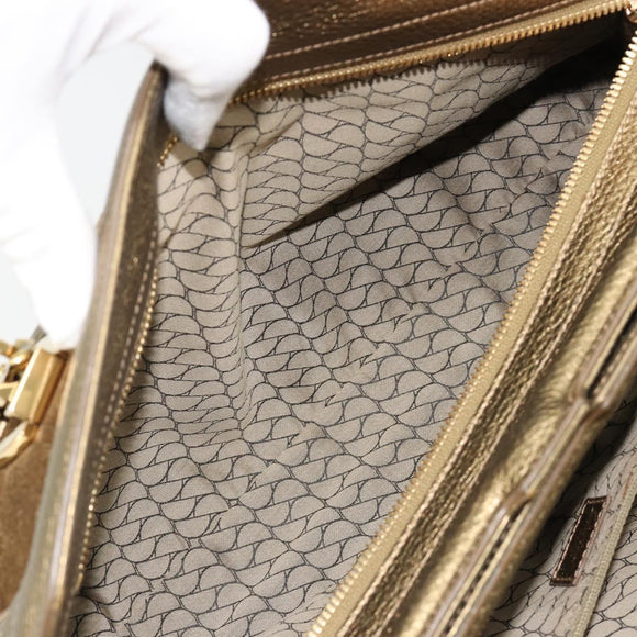 CARTIER Ladonia Chain Tote Bag Suede Gold Auth 185121A