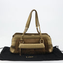 CARTIER Ladonia Chain Tote Bag Suede Gold Auth 185121A-26