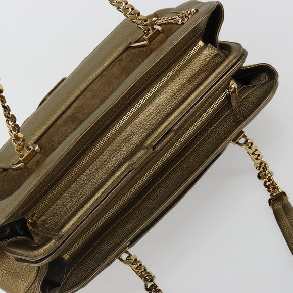 CARTIER Ladonia Chain Tote Bag Suede Gold Auth 185121A