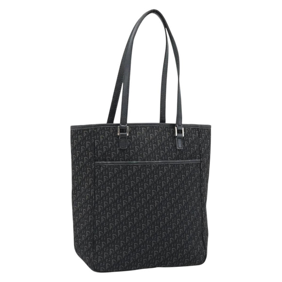 Christian Dior Trotter Canvas Tote Bag Black Silver Auth 185124