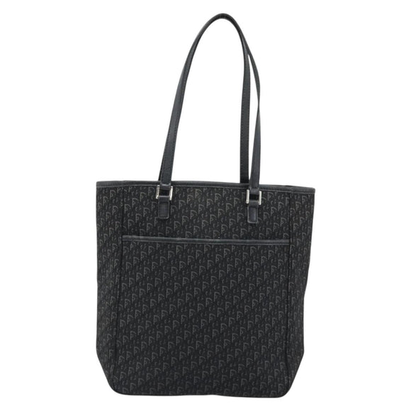 Christian Dior Trotter Canvas Tote Bag Black Silver Auth 185124