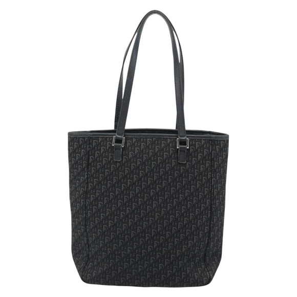 Christian Dior Trotter Canvas Tote Bag Black Silver Auth 185124