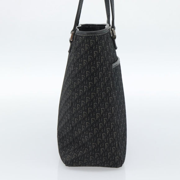 Christian Dior Trotter Canvas Tote Bag Black Silver Auth 185124