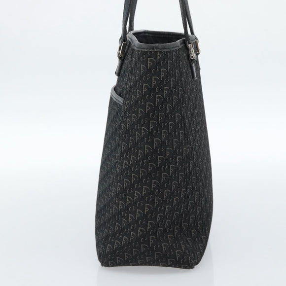 Christian Dior Trotter Canvas Tote Bag Black Silver Auth 185124
