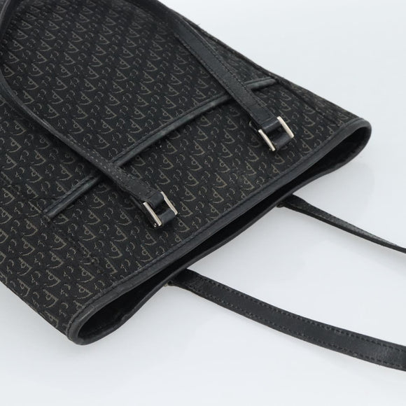 Christian Dior Trotter Canvas Tote Bag Black Silver Auth 185124