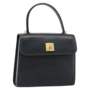 CELINE Hand Bag Leather Black Gold Auth 185125-1