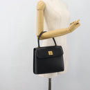 CELINE Hand Bag Leather Black Gold Auth 185125-21