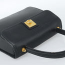 CELINE Hand Bag Leather Black Gold Auth 185125-6