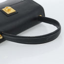 CELINE Hand Bag Leather Black Gold Auth 185125-7