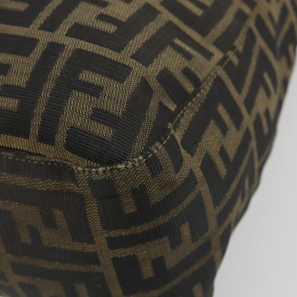 FENDI Zucca Canvas Mamma Baguette Shoulder Bag Black Brown Auth 185126