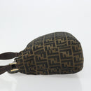 FENDI Zucca Canvas Mamma Baguette Shoulder Bag Black Brown Auth 185126-4