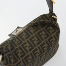 FENDI Zucca Canvas Mamma Baguette Shoulder Bag Black Brown Auth 185126-6