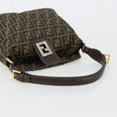 FENDI Zucca Canvas Mamma Baguette Shoulder Bag Black Brown Auth 185126-7
