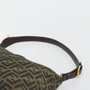 FENDI Zucca Canvas Mamma Baguette Shoulder Bag Black Brown Auth 185126-8