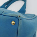 PRADA Kanapa MM Hand Bag Canvas Blue Gold Auth 185130-10