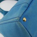 PRADA Kanapa MM Hand Bag Canvas Blue Gold Auth 185130-13