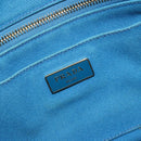 PRADA Kanapa MM Hand Bag Canvas Blue Gold Auth 185130-14