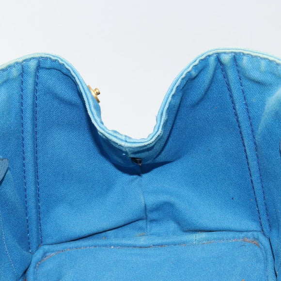 PRADA Kanapa MM Hand Bag Canvas Blue Gold Auth 185130