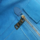 PRADA Kanapa MM Hand Bag Canvas Blue Gold Auth 185130-18