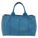 PRADA Kanapa MM Hand Bag Canvas Blue Gold Auth 185130-3