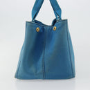 PRADA Kanapa MM Hand Bag Canvas Blue Gold Auth 185130-4