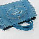 PRADA Kanapa MM Hand Bag Canvas Blue Gold Auth 185130-6