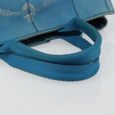 PRADA Kanapa MM Hand Bag Canvas Blue Gold Auth 185130-7