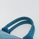 PRADA Kanapa MM Hand Bag Canvas Blue Gold Auth 185130-8