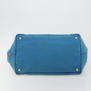 PRADA Kanapa MM Hand Bag Canvas Blue Gold Auth 185130-9