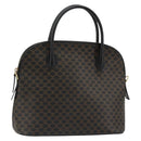 CELINE Macadam Canvas Hand Bag PVC Leather Black Gold Auth 185132A-1