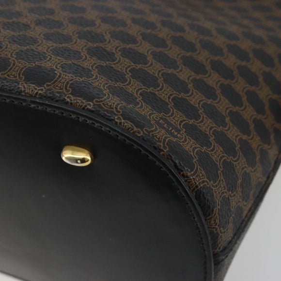 CELINE Macadam Canvas Hand Bag PVC Leather Black Gold Auth 185132A