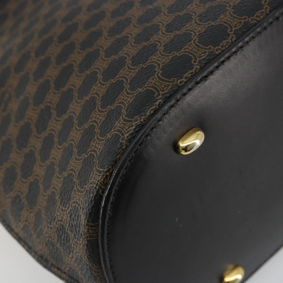 CELINE Macadam Canvas Hand Bag PVC Leather Black Gold Auth 185132A