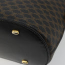 CELINE Macadam Canvas Hand Bag PVC Leather Black Gold Auth 185132A-12