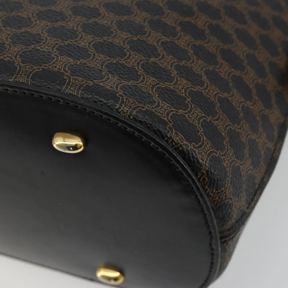 CELINE Macadam Canvas Hand Bag PVC Leather Black Gold Auth 185132A