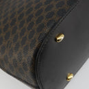 CELINE Macadam Canvas Hand Bag PVC Leather Black Gold Auth 185132A-13