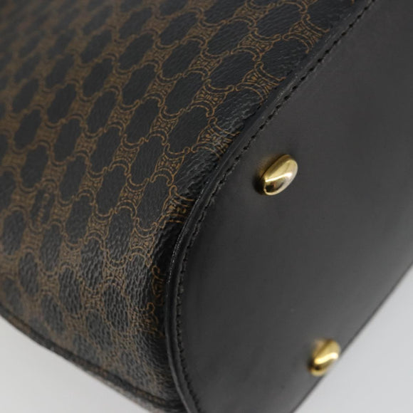 CELINE Macadam Canvas Hand Bag PVC Leather Black Gold Auth 185132A