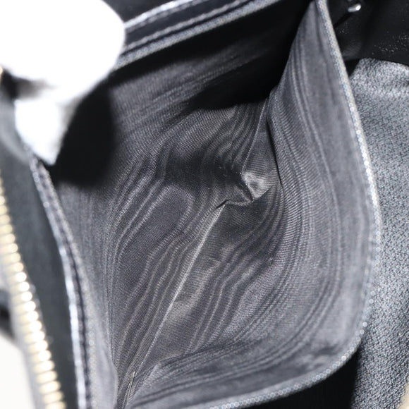 CELINE Macadam Canvas Hand Bag PVC Leather Black Gold Auth 185132A