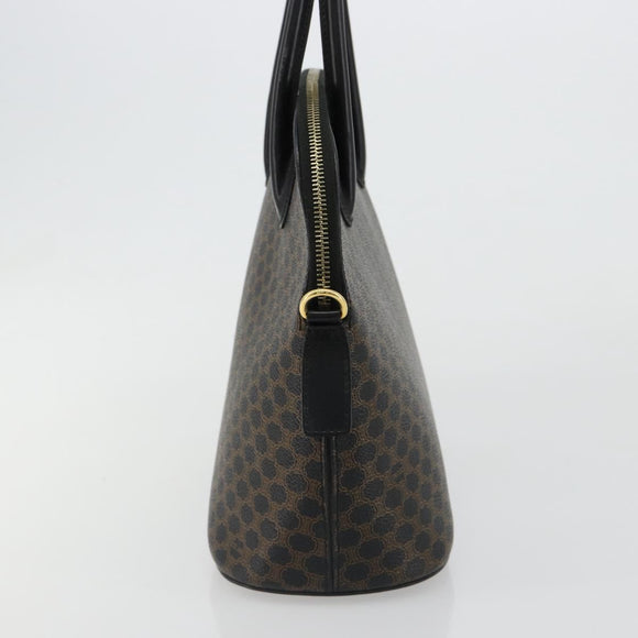 CELINE Macadam Canvas Hand Bag PVC Leather Black Gold Auth 185132A