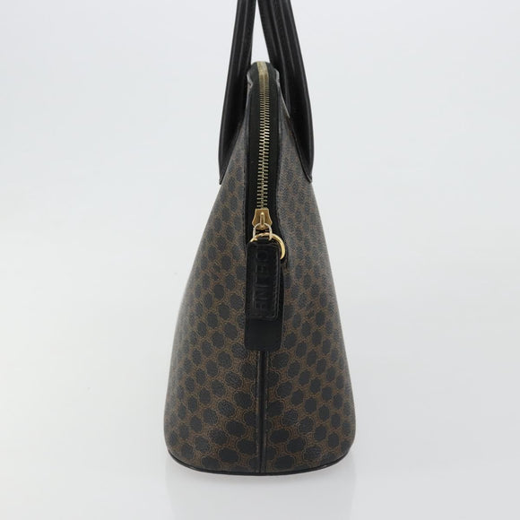 CELINE Macadam Canvas Hand Bag PVC Leather Black Gold Auth 185132A