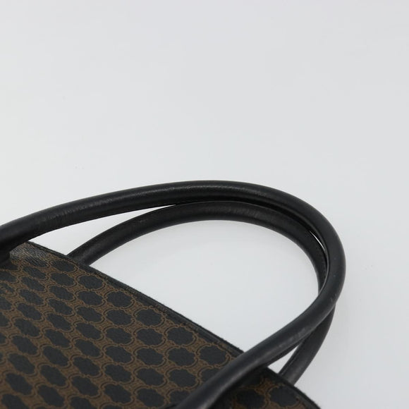 CELINE Macadam Canvas Hand Bag PVC Leather Black Gold Auth 185132A